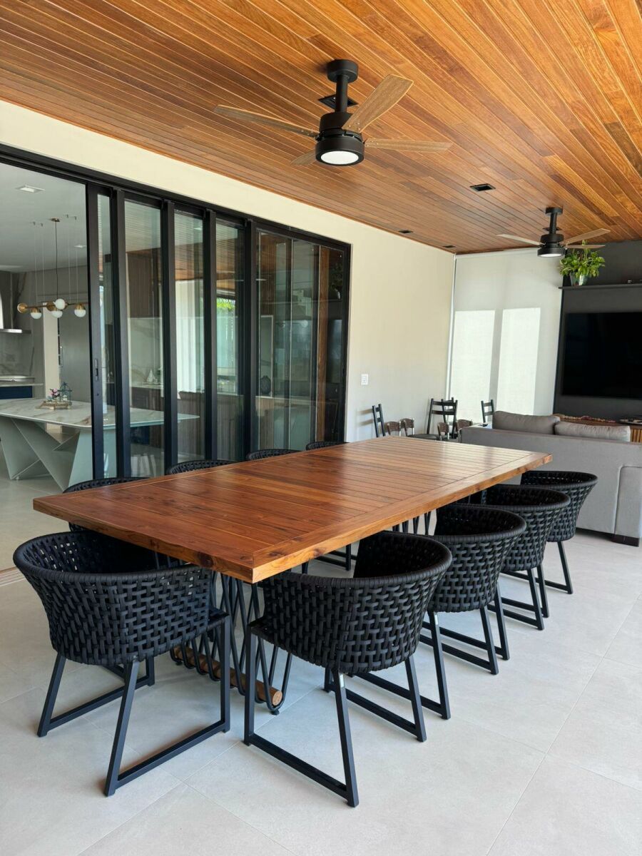 Imagem mesa grande madeira teca maciça